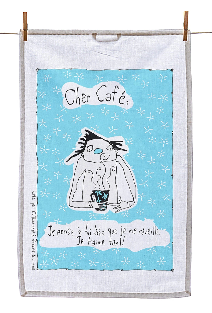 
                  
                    Tea Towel - Dear Coffee, you are the first thing I think about... (English & French)
                  
                