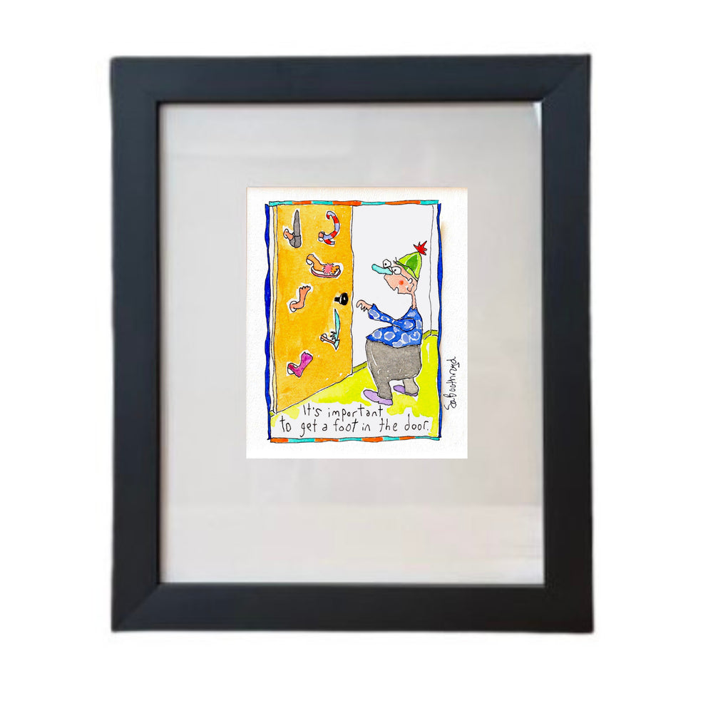 
                  
                    It's important to get a foot in the door (framed watercolour)
                  
                
