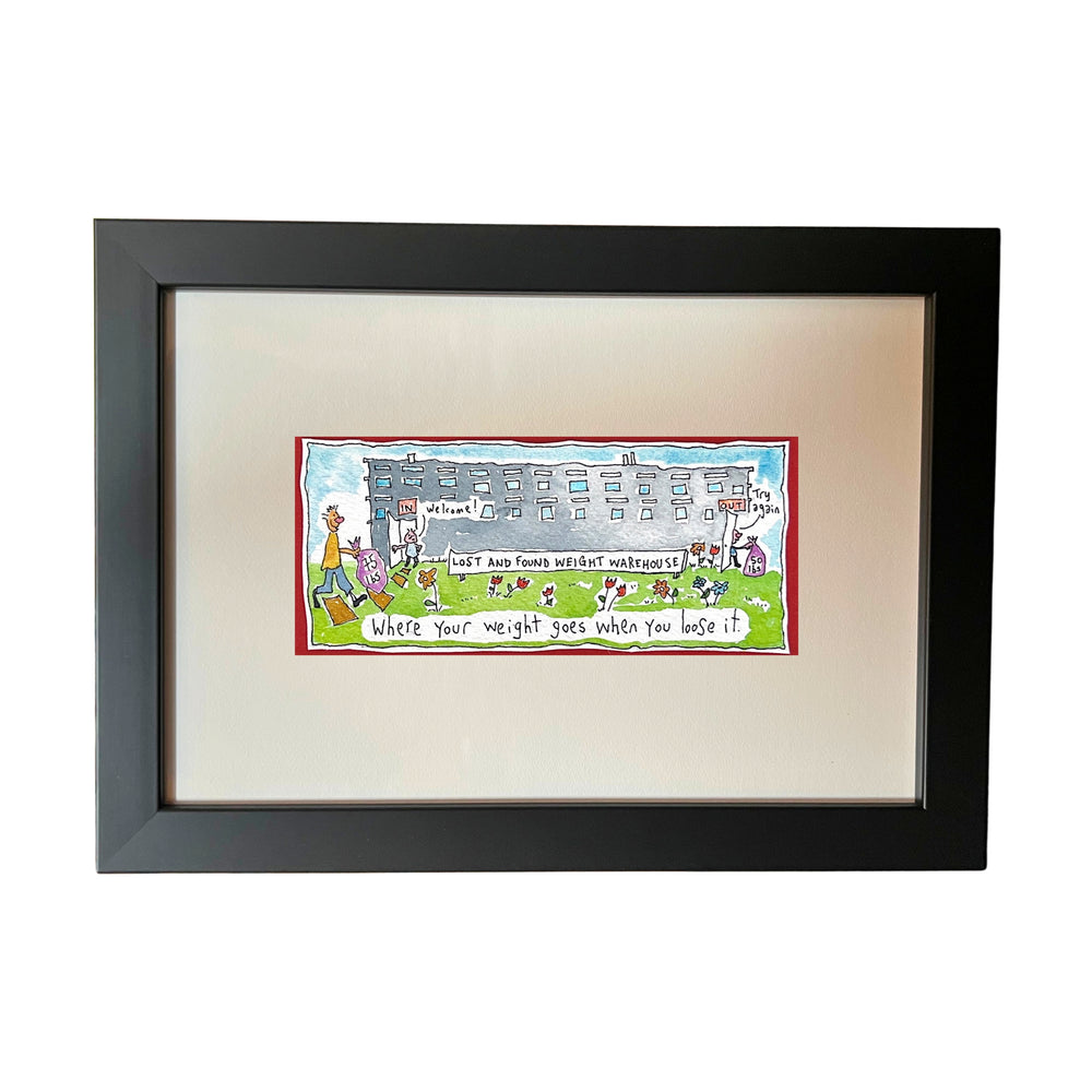 
                  
                    Lost and found weight warehouse (#2) (framed watercolour)
                  
                