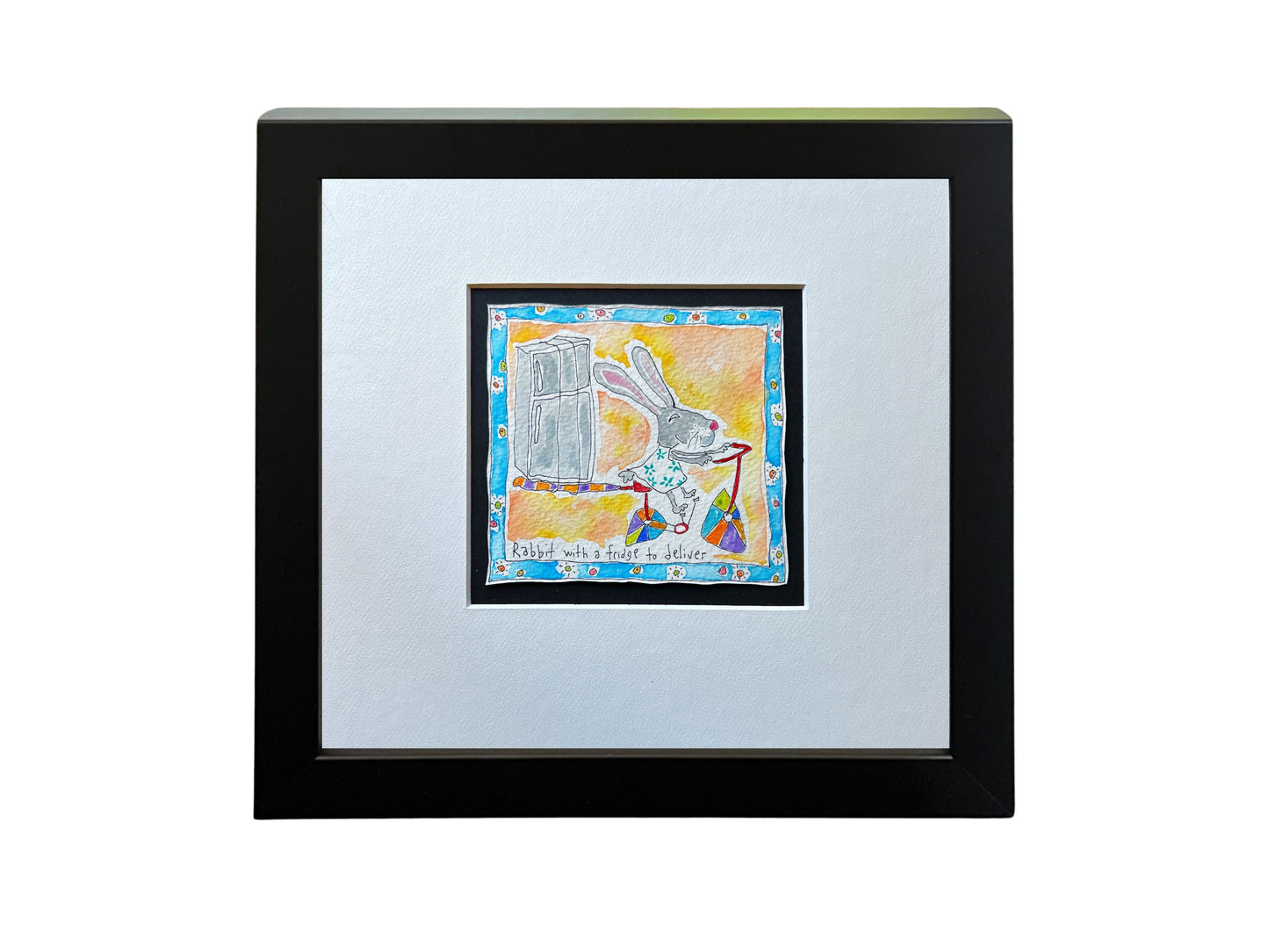 
                  
                    Rabbit with a fridge to deliver (framed watercolour)
                  
                