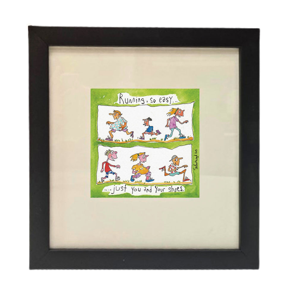 
                  
                    Running, so easy...just you and your shoes (framed watercolour)
                  
                