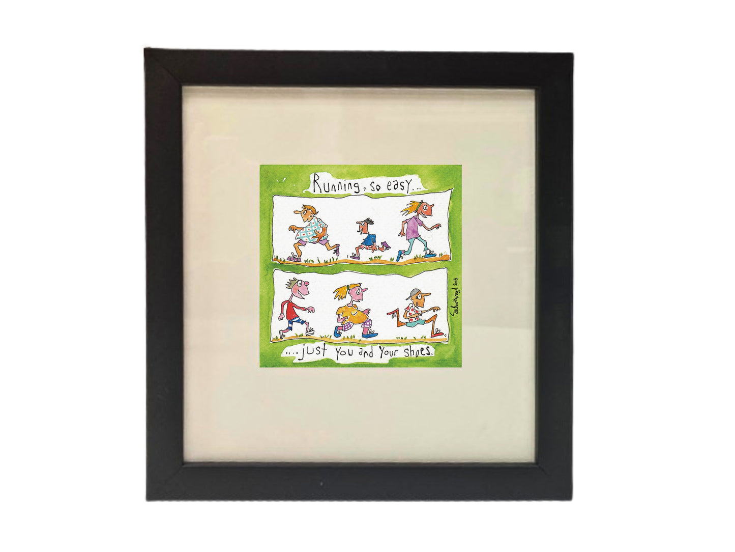 
                  
                    Running, so easy...just you and your shoes (framed watercolour)
                  
                