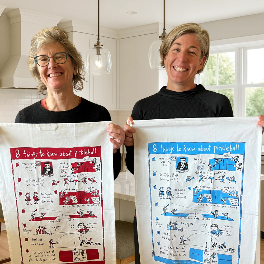 
                  
                    Tea Towel - 8 things to know about pickleball (also available in red!)
                  
                