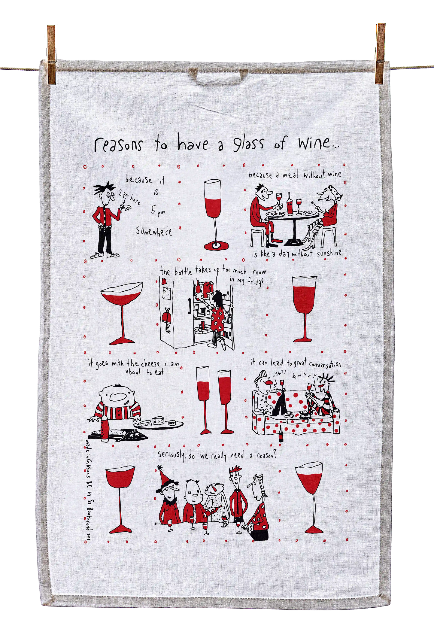 
                  
                    Tea Towel - Reasons to have a glass of wine (English & French)
                  
                