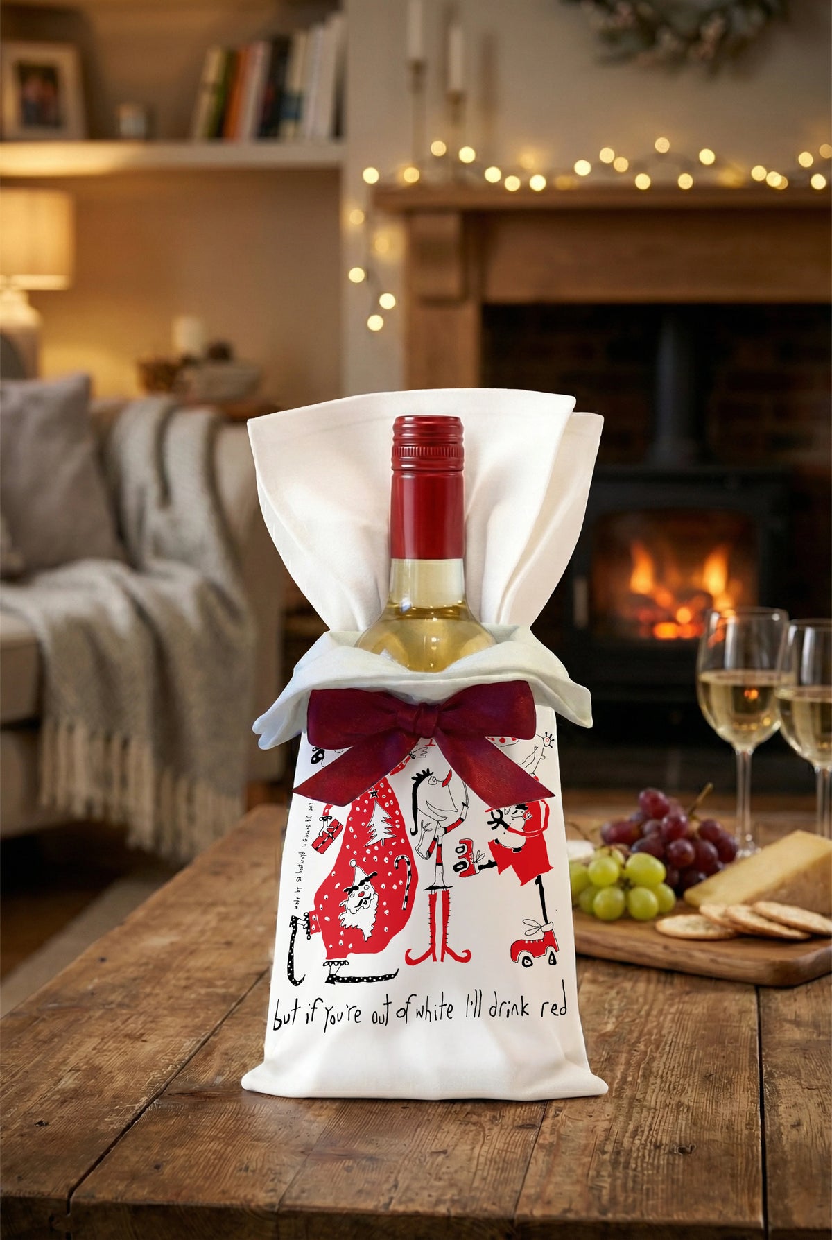 
                  
                    Tea Towel - I'm dreaming of a white Christmas but if you're out of white I'll drink red (English & French)
                  
                