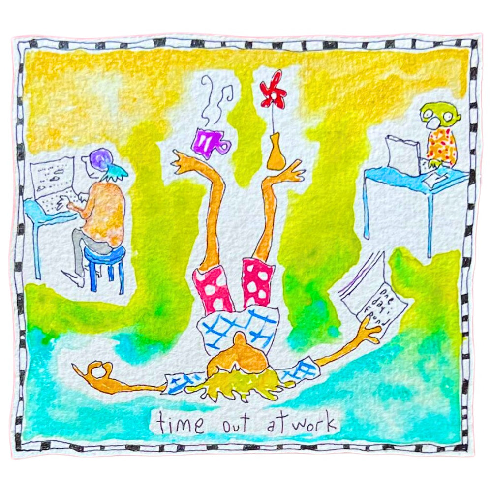 Time out at work (framed watercolour)