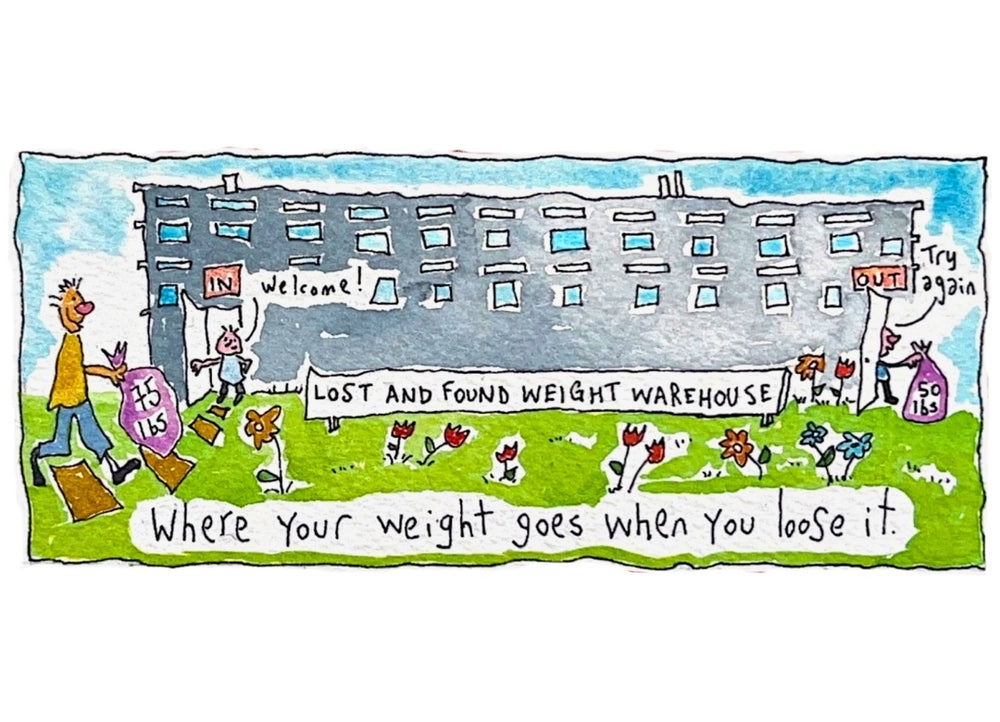 Lost and found weight warehouse (#2) (framed watercolour)