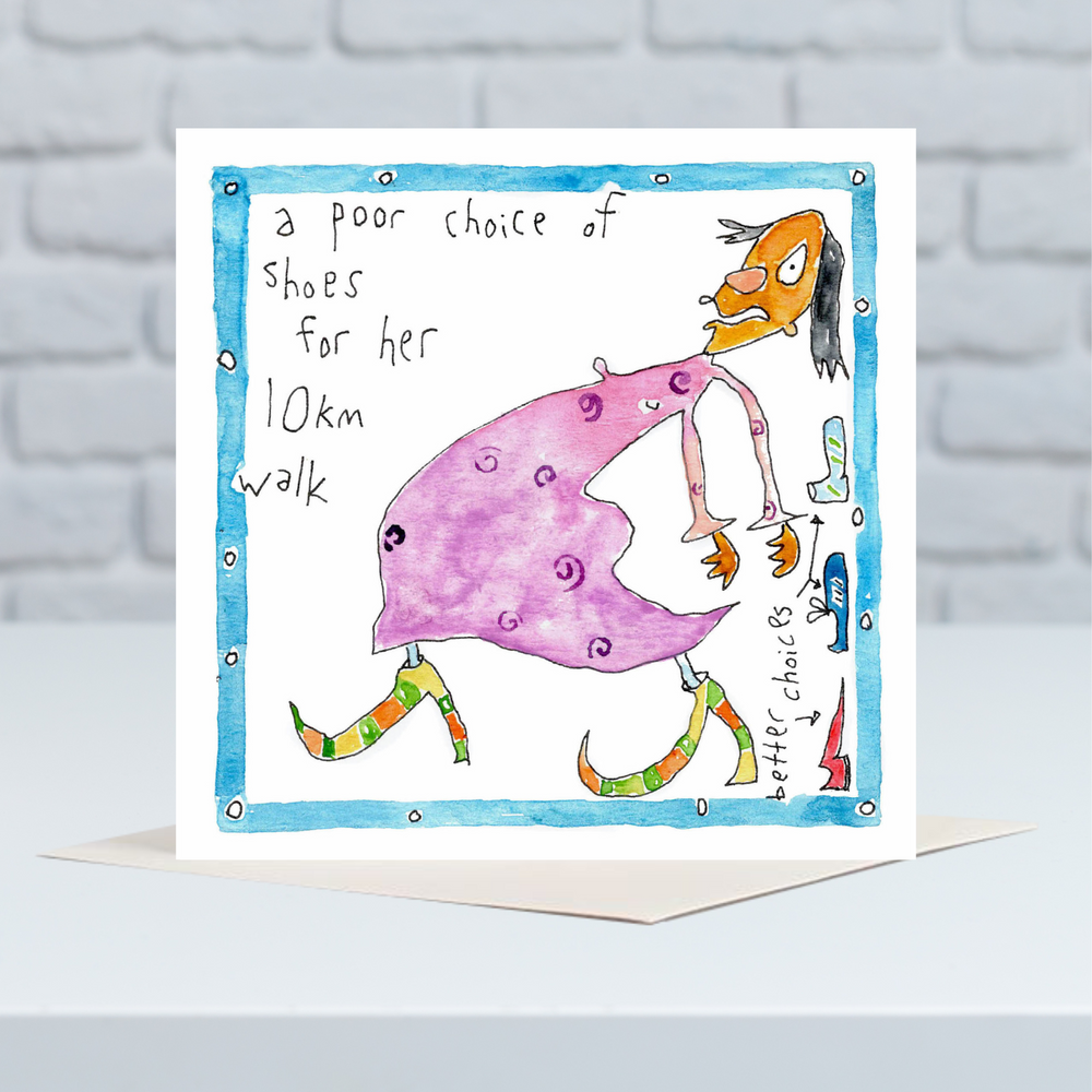 Mini Card - A poor choice of shoes for her 10km walk