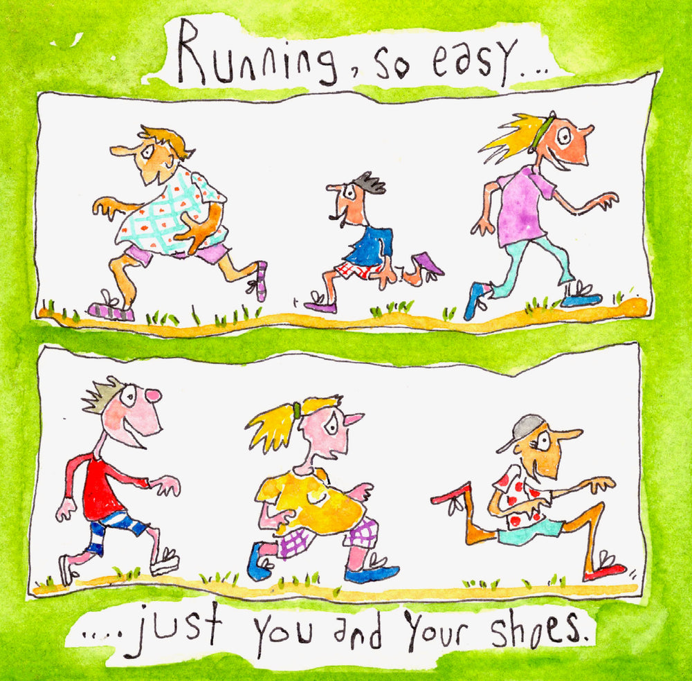 Running, so easy...just you and your shoes (framed watercolour)